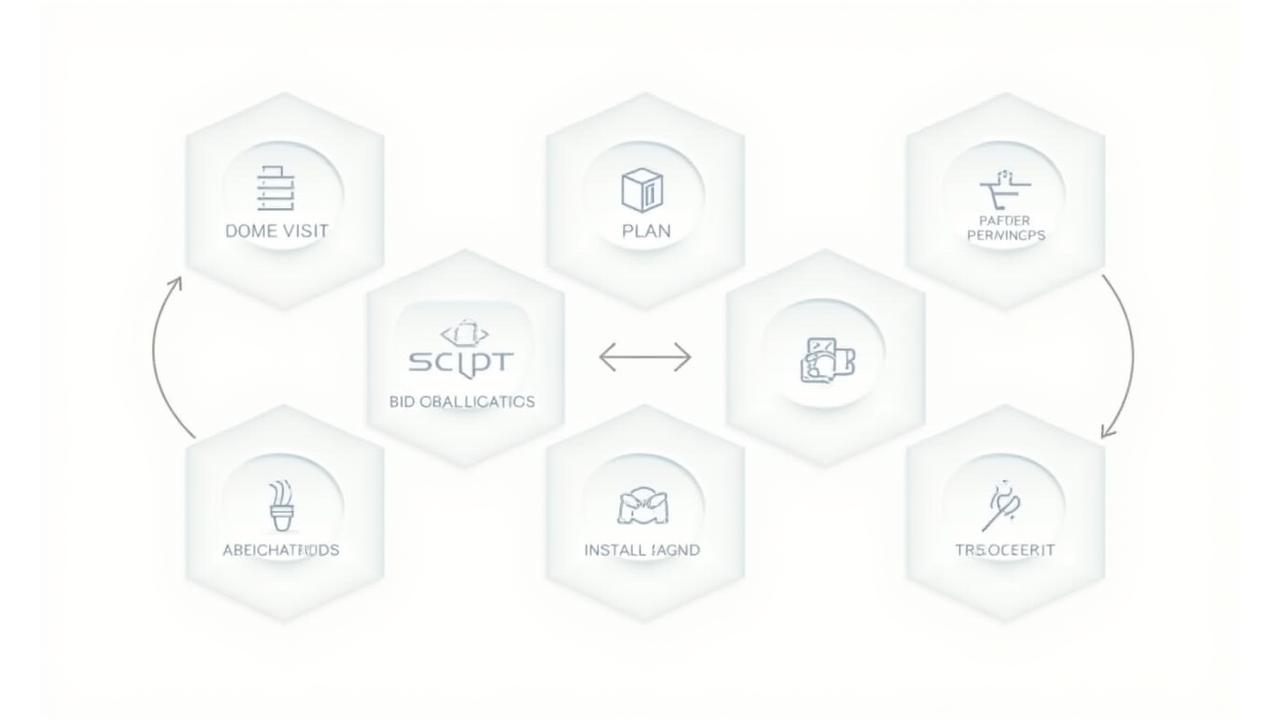 En infografikk som visuelt fremstiller de seks stegene i Sekund Stylings lysdesignprosess